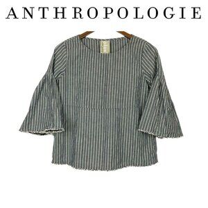 Anthropologie Dolan Bell Sleeve Striped Cotton Blouse Size S